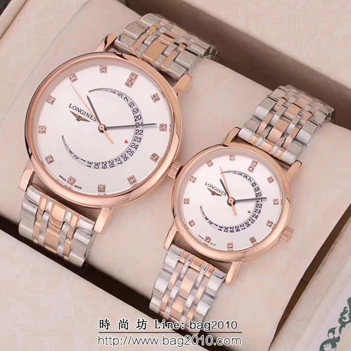 LONGINES浪琴 精鋼表殼 石英機芯 情侶對表 WSS0351